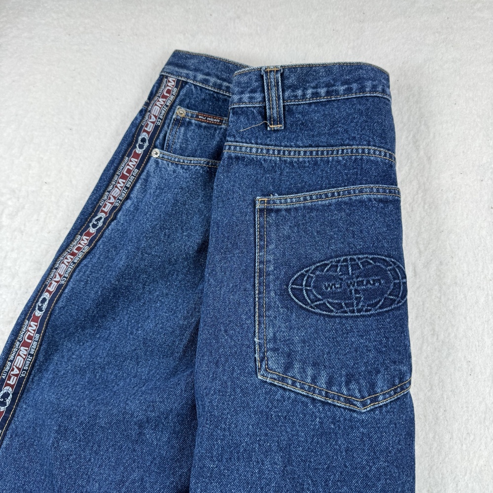 Wu Wear Jeans Mens Size 36x32 Blue Wide Leg Relaxed Denim Hip Hop Casual Pants
